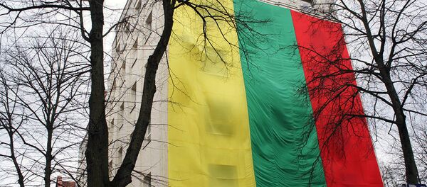 Флаг Литвы на офисном здании в Клайпеде Флаг Литвы на офисном здании в Клайпеде - Sputnik Литва