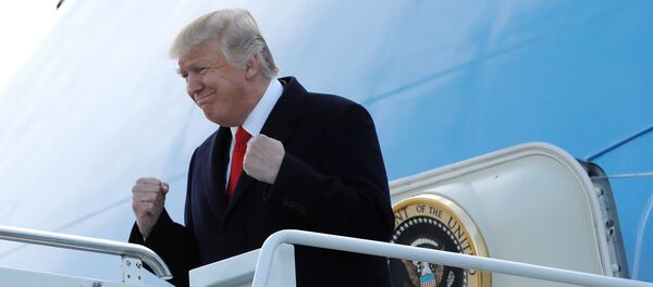Дональд Трамп выходит из самолета - Sputnik Литва