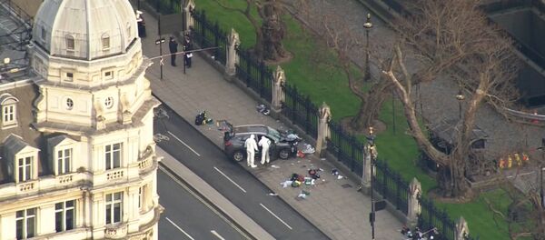 Эвакуация людей и исследование машины преступника на месте теракта в Лондоне - Sputnik Литва