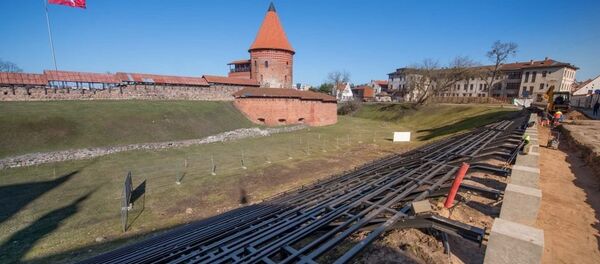 Строительство амфитеатра возле Каунасского замка Строительство амфитеатра возле Каунасского замка - Sputnik Lietuva