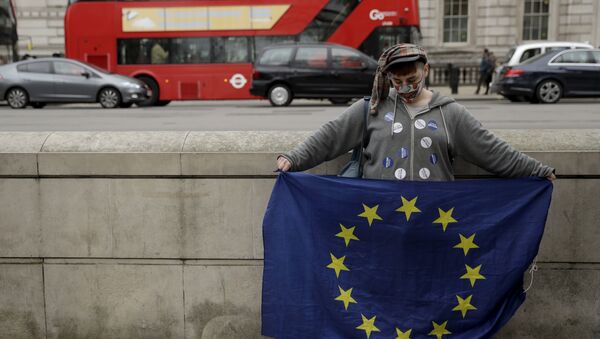Человек с флагом ЕС в Лондоне - Sputnik Lietuva