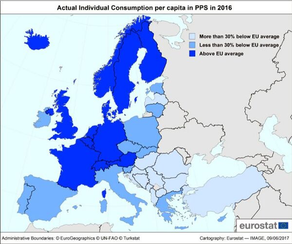 Реальное индивидуальное потребление (AIC) на душу населения - Sputnik Литва
