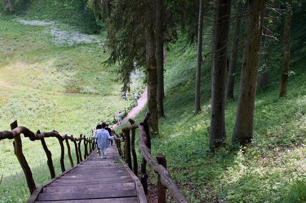 Деревянная лестница на спуске в Яму чертей - Sputnik Литва