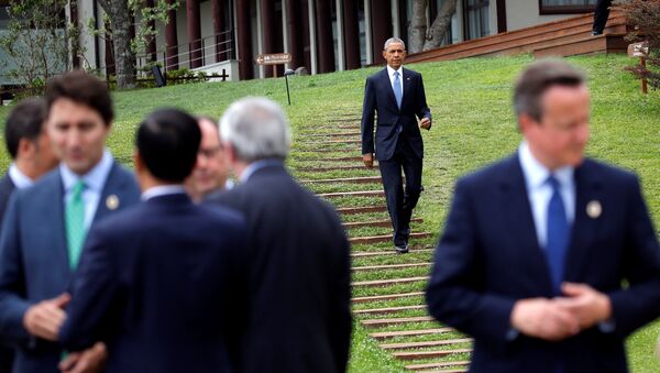 Президент США Барак Обама и лидеры стран-участниц саммита G7 - Sputnik Литва