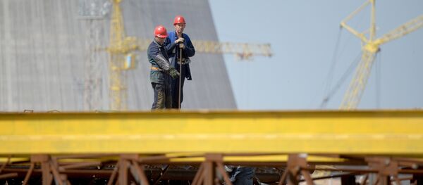 Строительство Белорусской АЭС в Островце Строительство Белорусской АЭС в Островце - Sputnik Литва
