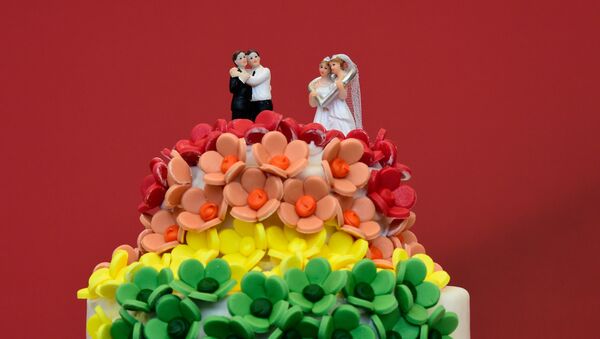 Свадебный торт с символикой ЛГБТ, архивное фото - Sputnik Литва