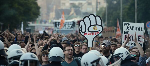 Акции протеста в Гамбурге Акции протеста в Гамбурге - Sputnik Литва