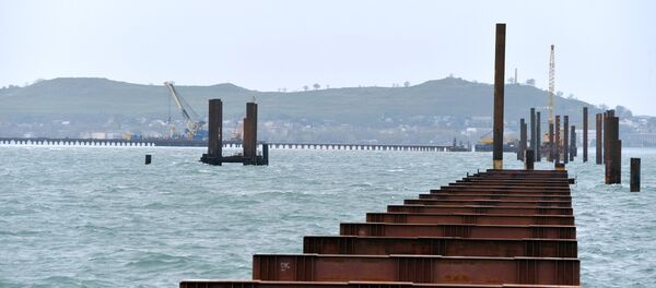 Строительство Керченского моста в Крыму Строительство Керченского моста в Крыму - Sputnik Литва