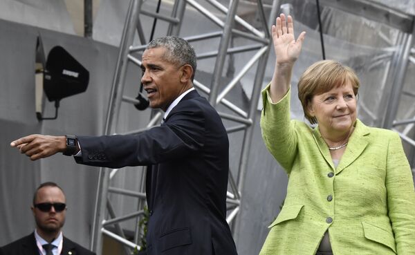 Барак Обама и канцлер Германии Ангела Меркель - Sputnik Литва