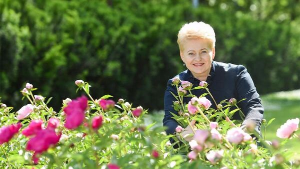 Президент Литвы Далия Грибаускайте в цветах - Sputnik Литва
