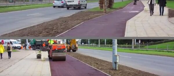 Прокладка новой велодорожки в Вильнюсе Прокладка новой велодорожки в Вильнюсе - Sputnik Lietuva