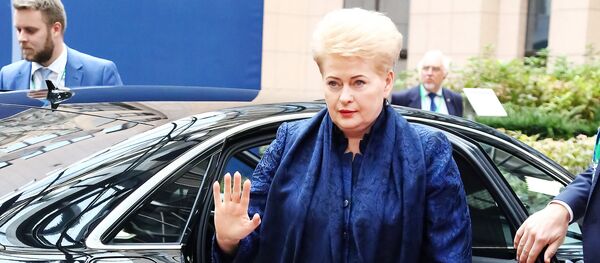 Президент Литвы Даля Грибаускайте прибывает в Брюссель на саммит Евросоюза, 19 октября 2017 года, архивное фото - Sputnik Литва