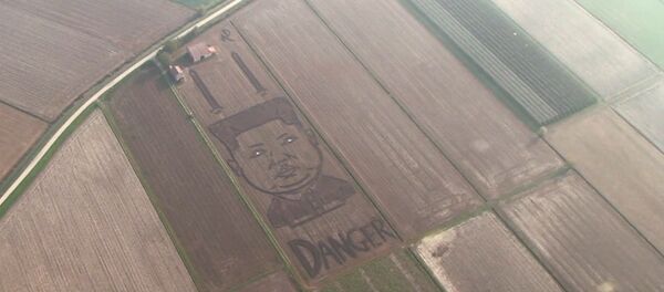 Двухсотметровый портрет Ким Чен Ына на соевом поле в Италии Двухсотметровый портрет Ким Чен Ына на соевом поле в Италии - Sputnik Lietuva