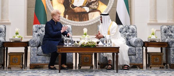 Президент Литвы Даля Грибаускайте и преемник престола Абу-Даби Мухаммедом бин Зайедом бен Султаном Аль-Нахайяном на встрече в ОАЭ Президент Литвы Даля Грибаускайте и преемник престола Абу-Даби Мухаммедом бин Зайедом бен Султаном Аль-Нахайяном на встрече в ОАЭ - Sputnik Литва