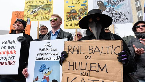 Акция протеста против строительства железнодорожной магистрали Rail Baltic - Sputnik Lietuva