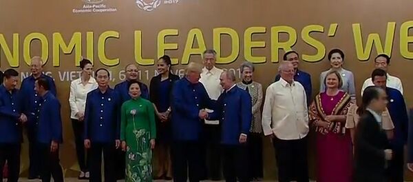 Putinas ir Trampas paspaudė vienas kitam rankas APEC aukščiausiojo lygio susitikime Putinas ir Trampas paspaudė vienas kitam rankas APEC aukščiausiojo lygio susitikime - Sputnik Lietuva