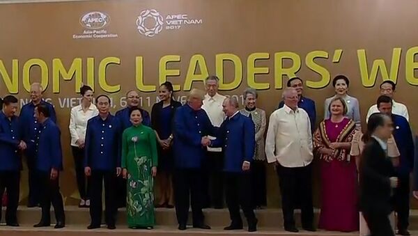 Putinas ir Trampas paspaudė vienas kitam rankas APEC aukščiausiojo lygio susitikime - Sputnik Lietuva