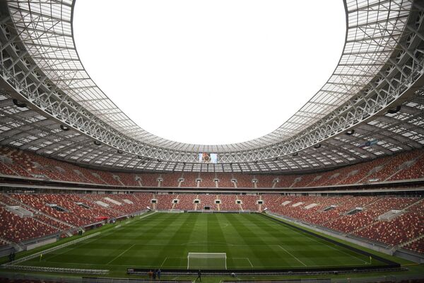 Матч Россия-Аргентина стал первым на арене после ее реконструкции к играм чемпионата мира 2018 года. - Sputnik Литва