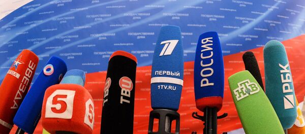 Микрофоны СМИ России, архивное фото - Sputnik Литва