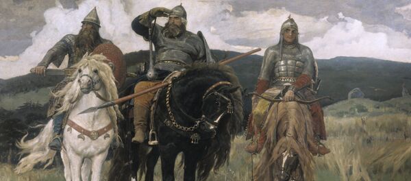 Репродукция картины В. М. Васнецова Три богатыря, архивное фото - Sputnik Литва