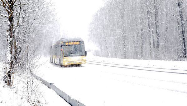 Автобус на зимней дороге, архивное фото - Sputnik Литва