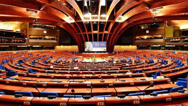 Зал пленарных заседаний Совета Европы в Страсбурге - Sputnik Литва