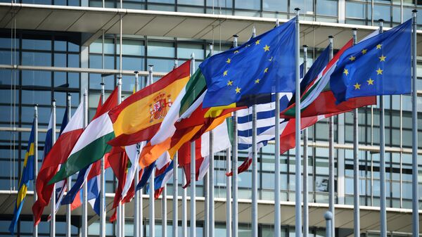 Флаги у здания Европейского парламента в Страсбурге - Sputnik Lietuva