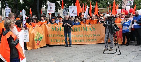 Митинг профсоюза против принятия нового Трудового кодекса в Литве - Sputnik Lietuva