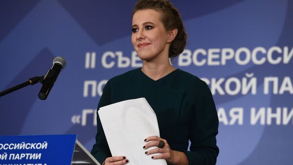 Телеведущая Ксения Собчак выступает на съезде партии Гражданская инициатива - Sputnik Lietuva
