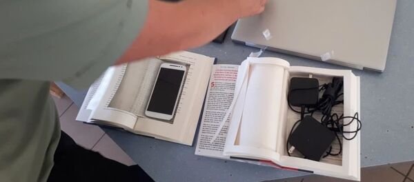 Книги с контрабандной техникой на литовской таможне - Sputnik Литва