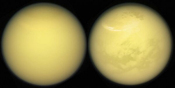 Изображение Титана, спутника Сатурна, сделанное космическим аппаратом НАСА Кассини - Sputnik Литва