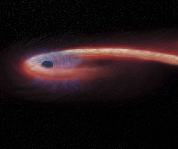 Художественное изображение черной дыры в созвездии Девы, поглощающей рекордные количества материи - Sputnik Литва