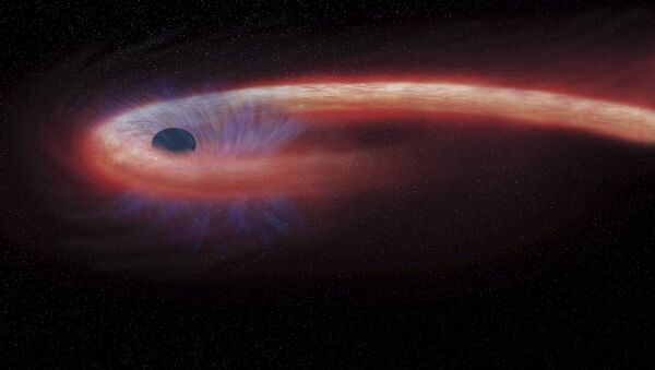 Художественное изображение черной дыры в созвездии Девы, поглощающей рекордные количества материи - Sputnik Lietuva