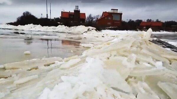 На берегах Куршского залива скапливается треснувший лед - Sputnik Литва
