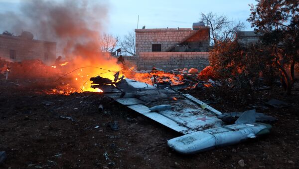 Сбитый российский Су-25 в Сирии, 3 февраля 2018 года - Sputnik Литва