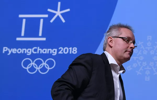 Генеральный секретарь Спортивного арбитражного суда Матье Риб во время пресс-конференции Спортивного арбитражного суда (CAS) по апелляциям 32 российских атлетов, не получивших приглашений на XXIII зимние Олимпийские игры Генеральный секретарь Спортивного арбитражного суда Матье Риб во время пресс-конференции Спортивного арбитражного суда (CAS) по апелляциям 32 российских атлетов, не получивших приглашений на XXIII зимние Олимпийские игры - Sputnik Lietuva