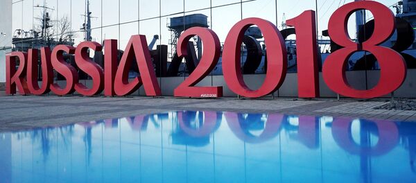 Инсталляция Russia 2018 у Музея Мирового океана в Калининграде. - Sputnik Литва