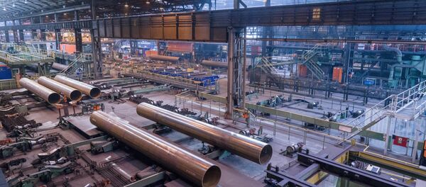 Производство труб для Северного потока - 2 на заводе Europipe в Мюльхайме, архивное фото - Sputnik Литва