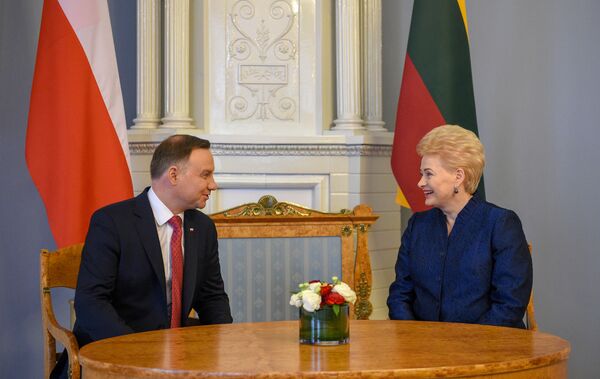 Даля Грибаускайте и Анджей Дуда Даля Грибаускайте и Анджей Дуда - Sputnik Литва