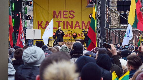 В Вильнюсе у здания литовского парламента прошел митинг из-за решения Сейма не лишать мандата депутата Миндаугаса Бастиса - Sputnik Lietuva