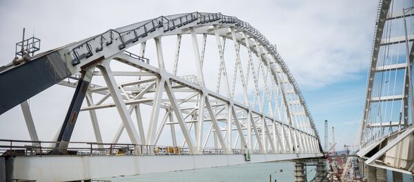 Строительство Крымского моста через Керченский пролив, архивное фото Строительство Крымского моста через Керченский пролив, архивное фото - Sputnik Литва