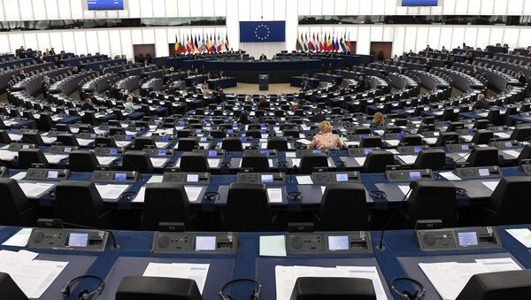 Вид на зал заседаний Европейского парламента (ЕП) в Страсбурге, 14 марта 2018 года - Sputnik Литва