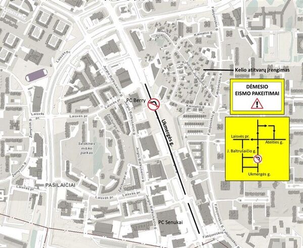 Naikinamas posūkis Ukmergės gatvėje ties parduotuve Berry baldai Naikinamas posūkis Ukmergės gatvėje ties parduotuve Berry baldai - Sputnik Lietuva