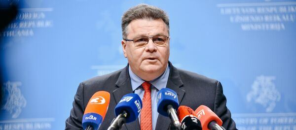 Пресс-конференция министра иностранных дел Литвы Линаса Линкявичуса о реакции России - Sputnik Литва