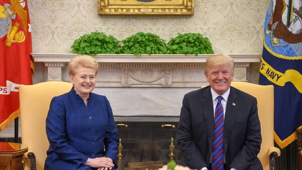 Даля Грибаускайте и Дональд Трамп на встрече в Вашингтоне 3 апреля - Sputnik Литва