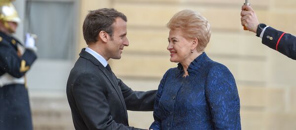 Даля Грибаускайте с президентом Франции Эмманюэлем Макроном - Sputnik Литва