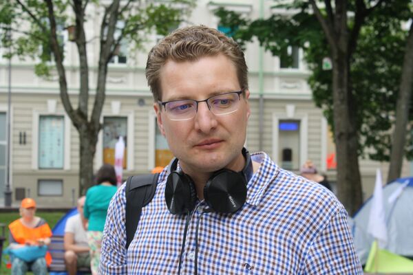 Председатель профсоюза журналистов Литвы Д.Радзявичюс Председатель профсоюза журналистов Литвы Д.Радзявичюс - Sputnik Литва