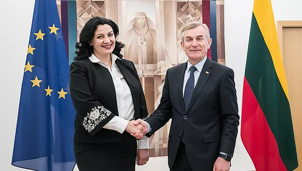 Seimo pirmininkas Viktoras Pranckietis ir Ukrainos vicepremjerė euro ir euroatlantinei integracijai Ivana Klympuš-Tsintsadzė - Sputnik Lietuva