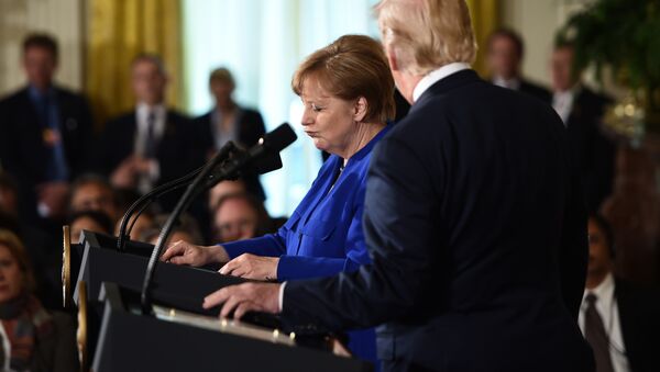 Пресс-конференция Ангелы Меркель и Дональда Трампа в Вашингтоне, 27 апреля 2018 года - Sputnik Литва