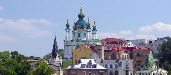 Вид на Андреевскую церковь и начало Андреевского спуска в Киеве, архивное фото - Sputnik Литва
